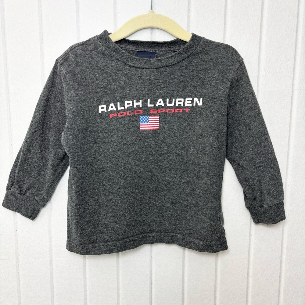 Ralph Lauren‎ Kids Charcoal Long Sleeve USA Tee Size 2T